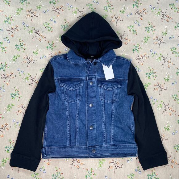DL1961 Kids Manning Jacket Denim Hooded Sweater Blue Black Sz 6 / 6X Cotton Warm - Picture 7 of 11